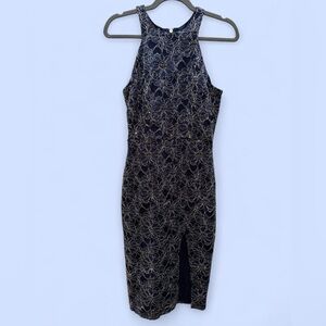 Venus Navy Lace Cocktail Dress with Front Slit Size Small